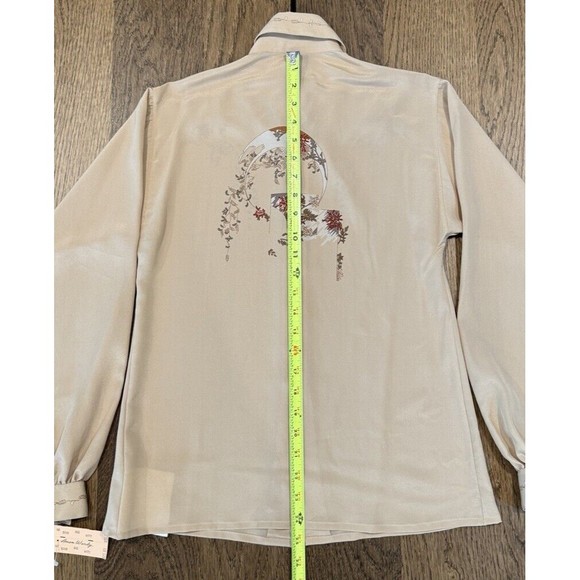 Vtg Amen Wardy Newport Beach Button Up Blouse Women’s 40/M Beige Graphic Print - Picture 10 of 14